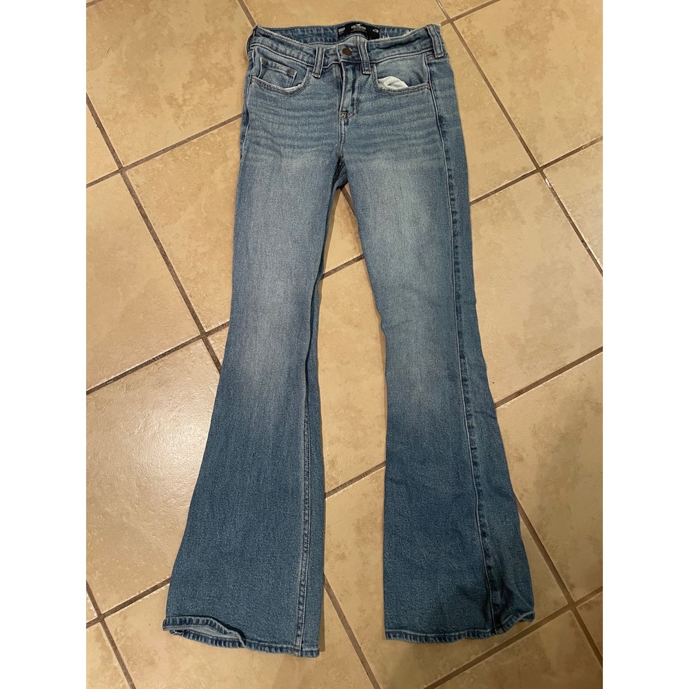 Hollister Low Rise Flare Jeans Medium Wash Vintage Stretch Denim 000R W23R - Picture 2 of 4